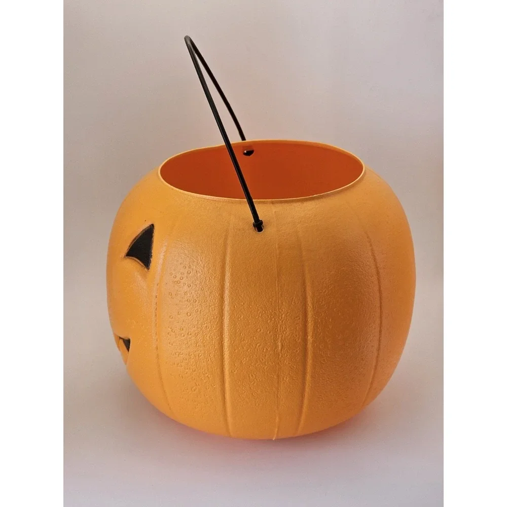 Vintage General Foam Plastics Blow‎ Mold Jack O Lantern Halloween Candy Bucket
